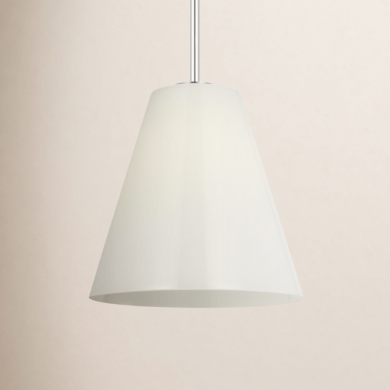 Hayden Dimmable Glass Cone Single Pendant Light, Brushed Nickel, White