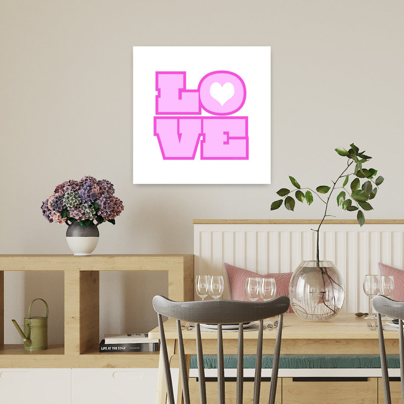 Art mural abstrait contemporain Love Love, H 18 po x l 18 po
