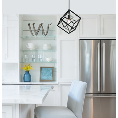 1-Light Double Finish Industrial Cube Pendant Light