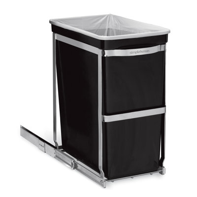 Simplehuman 30 L/ 8 Gallon Under Counter Kitchen Cabinet Pull-out Trash Can, Heavy-duty Steel Frame In Black