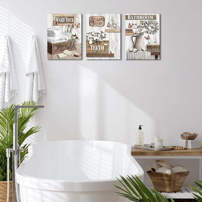 3 Piece Wrapped Canvas Wall Art, Navy