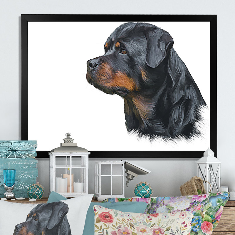 «The Dog Rottweiler», reproduction sur toile, H 12 po x l 20 po x P 1 po, Toile avec cadre noir