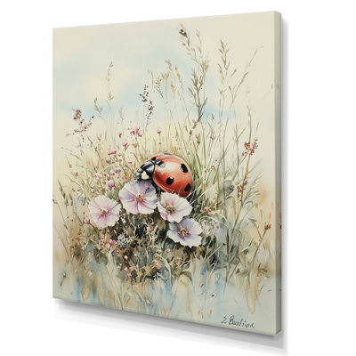 Curious Ladybug Blooms - Ladybug Wall Art