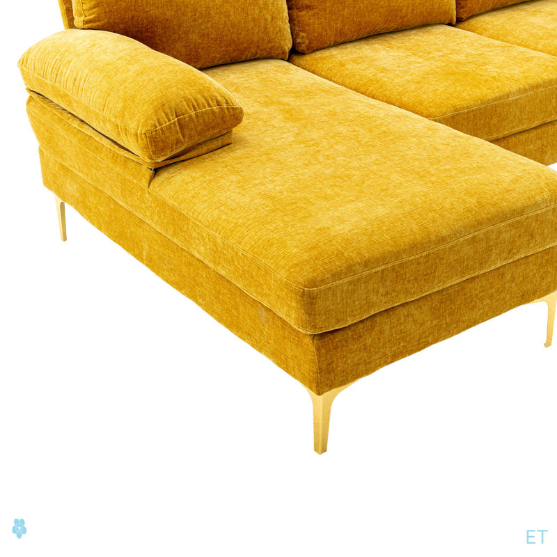 Canapé modulaire de salon / canapé d'appoint, Polyester jaune moutarde