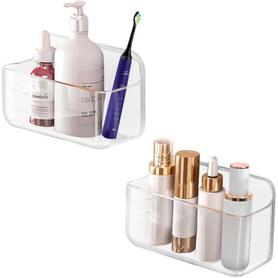 Ensemble de 2 tablettes de douche transparentes adhésives transparentes