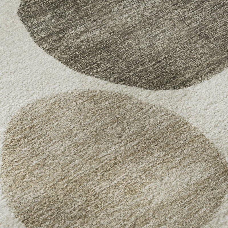 Tapis géométrique de qualité supérieure lavable à la machine Mayfield, Ivoire ivoire, 9 pi x 12 pi