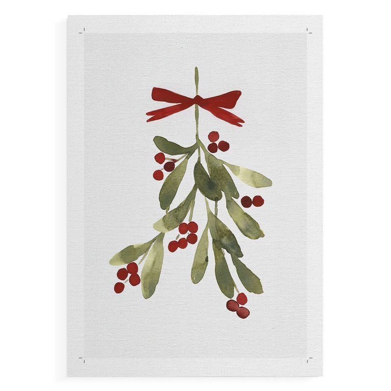 Mistletoe Bow I - Impression sur toile seulement - NON-CADRE, H 18 po x l 12 po