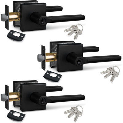 Matt Black Keyed (Entry) Door Lever