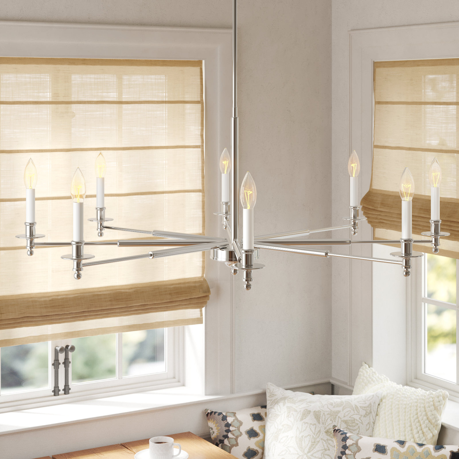Perle 8 - Light Metal Chandelier, Polished Nickel