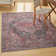 Machine Washable Oriental Blue/Brick Red Area Rug
