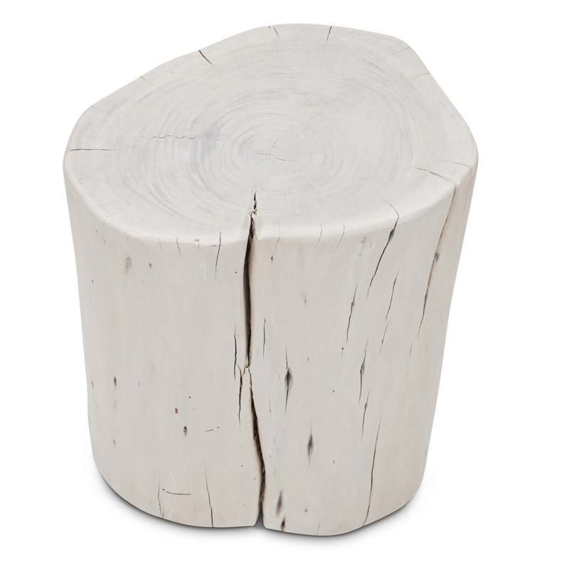 Solid Wood Stump, White Wash