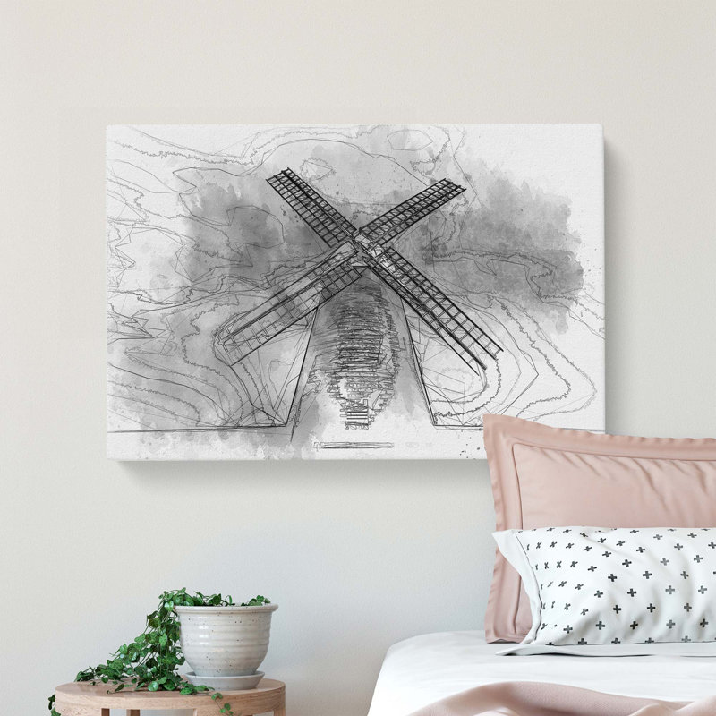 Halnaker Windmill In Chichester In Abstract - Wrapped Canvas Print, 40cm H x 60cm W x 3cm D