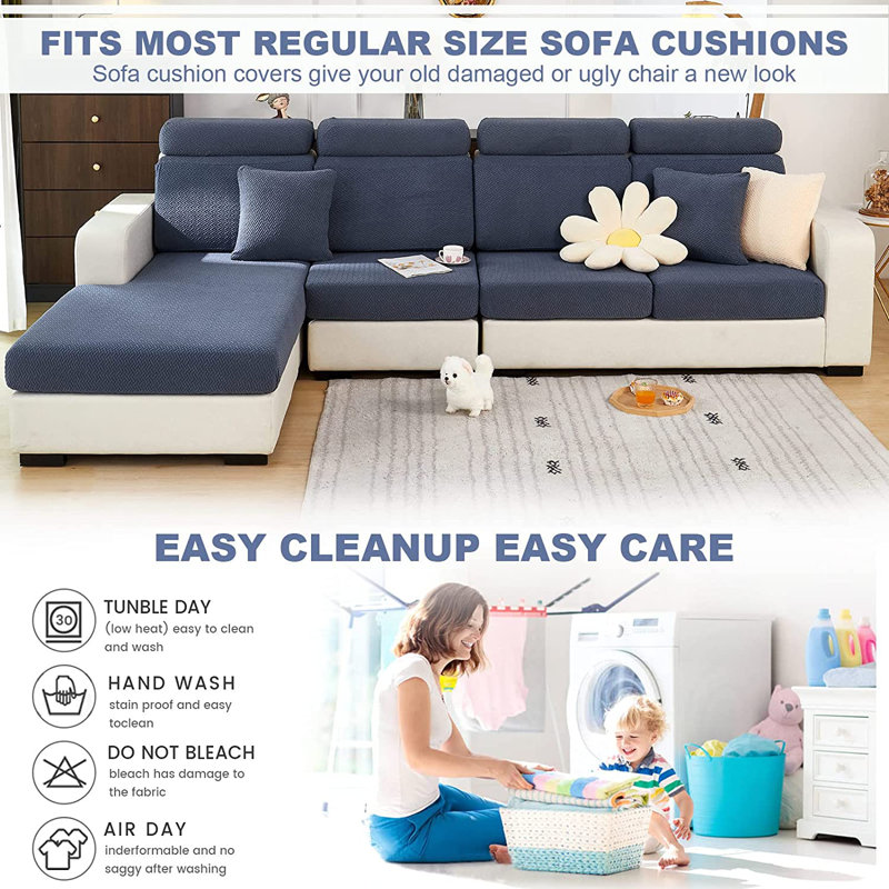 Housse de coussin pour canapé Plush Feel, Mélange de polyester bleu marine
