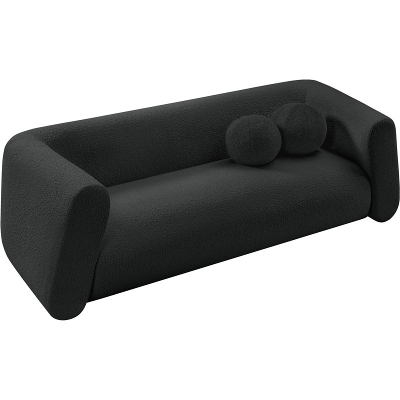 Khyryn Upholstered 91'' Sofa, Black Boucle Fabric
