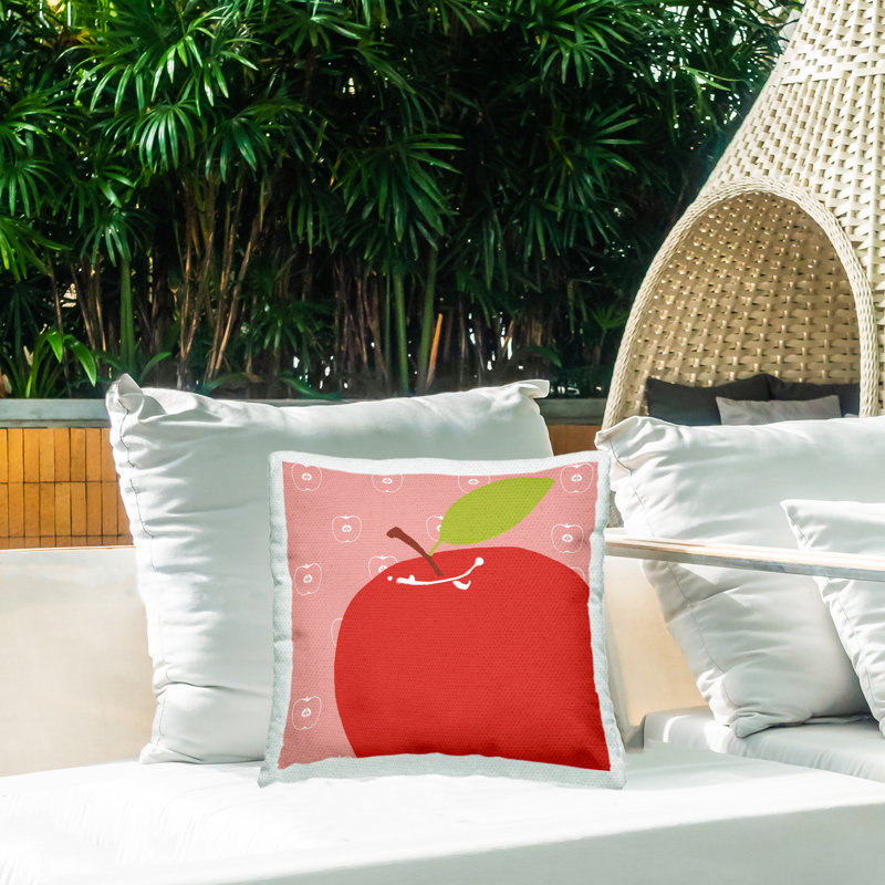 Coussin d'extérieur imprimé Bright Apple Fruit par Daniela Santiago