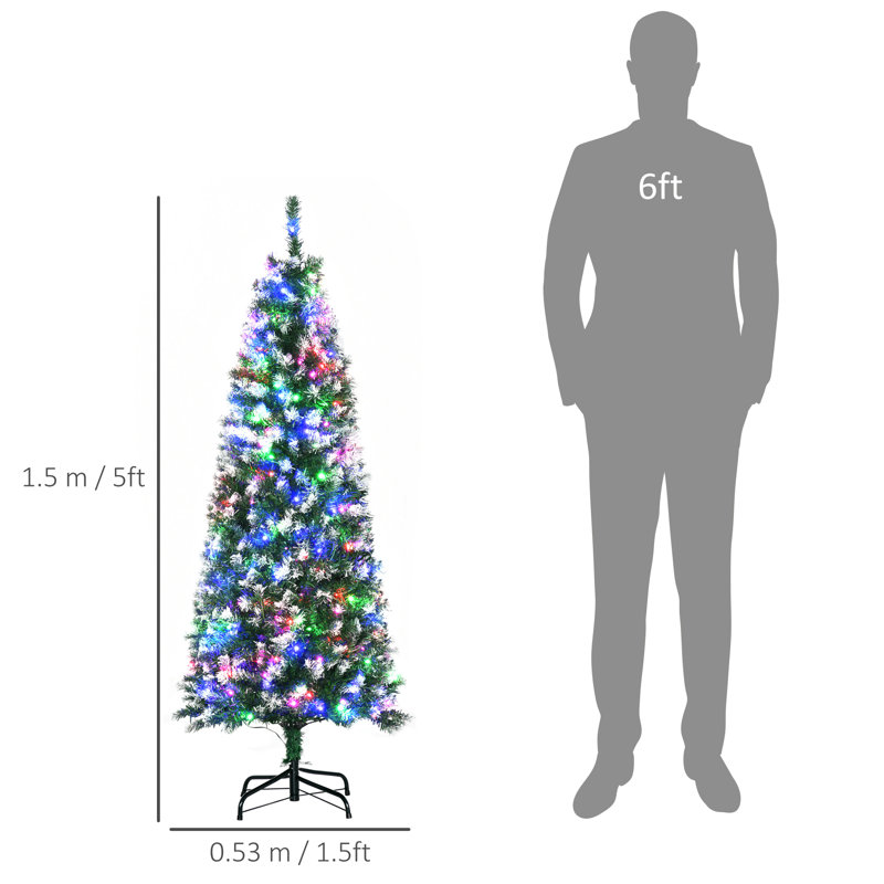 Lighted Artificial Pine Christmas Tree, 6.89ft H x 1.74ft W