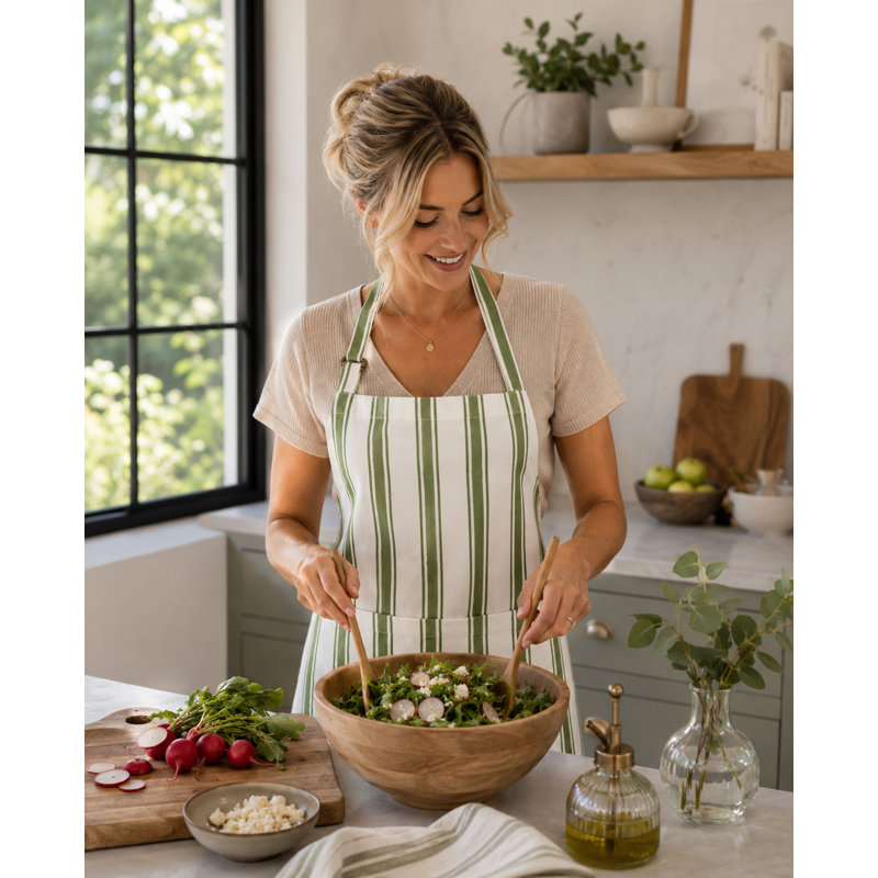 Tablier de cuisine en coton rayé - Bandoulière réglable, tablier de cuisine léger avec poche avant pour la cuisson, la cuisine et un usage quotidien