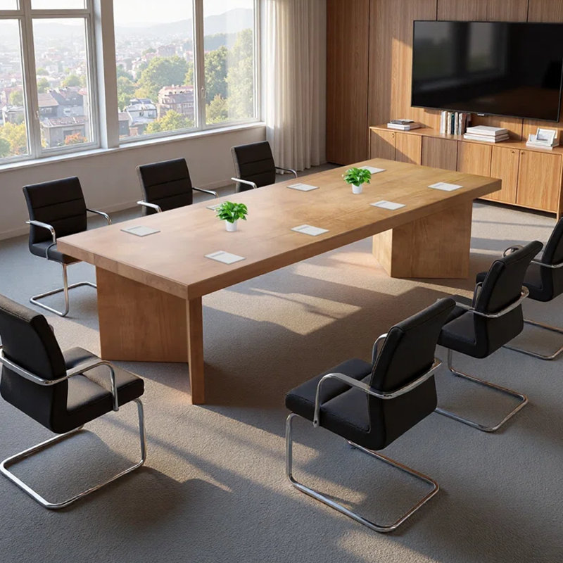 Table de conférence moderne en bois massif minimaliste moderne, H 29,53 po x l 118,1 po x P 47,24 po