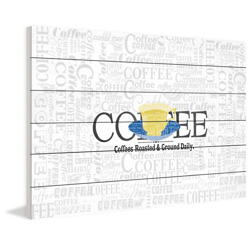 Café café-impression d’art textuel sur bois sans cadre, H 12 po x l 18 po x 1,5 po