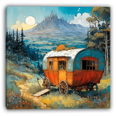 Castle View Caravan in Blooming Landscape