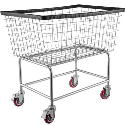 Chariot à linge en fil métallique, panier à linge avec roulettes 4,5 boisseaux