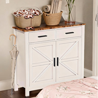 Kitchen Storage Cabinet with 2 Doors & Drawers, Wood Grain Buffet Sideboard for Dining Room & Entryway