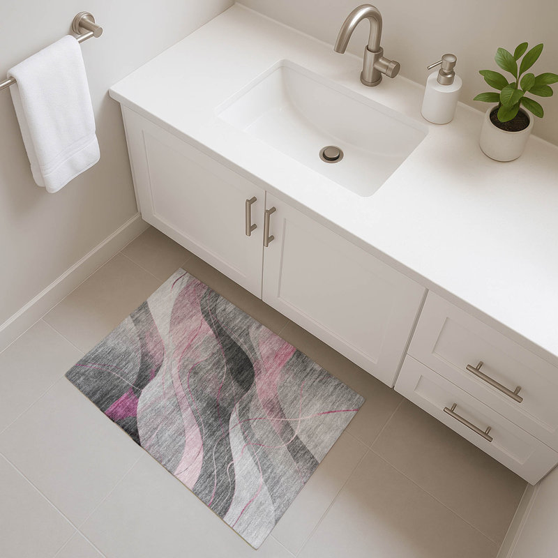 Premium Machine Washable Varasteh AMF1668 Swirls Rug, Rectangle 1'8" x 2'6"