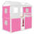 Twin Size Bunk Bed with Tent, Wood Kids Playhouse Loft Bed – Fun Treehouse Design for Bedroom, Pink+White-1218984550