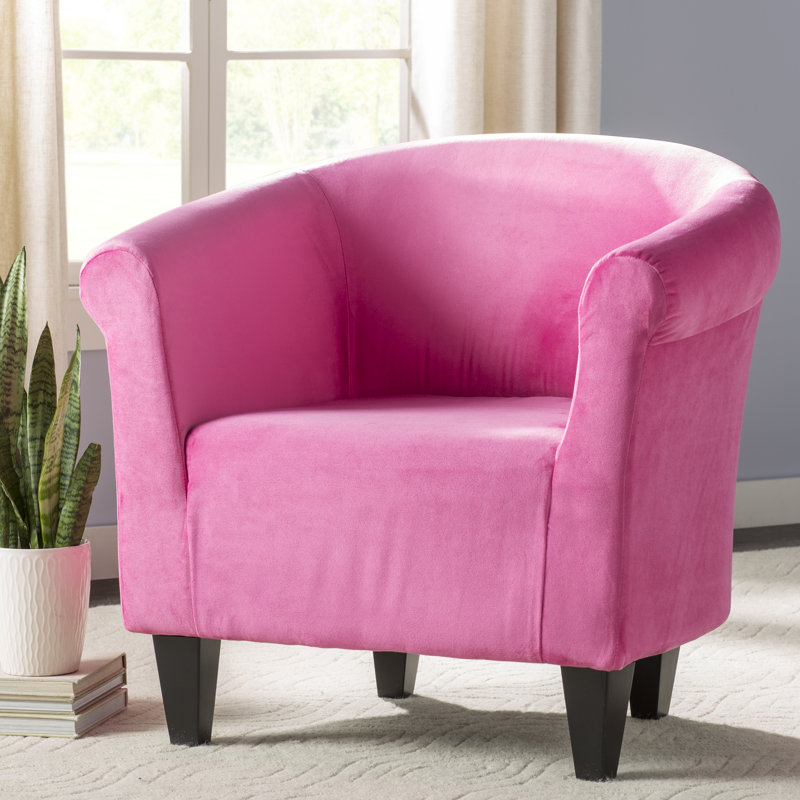 Fauteuil demi-tonneau l 32 po Liam, Microfibre / microsuède rose