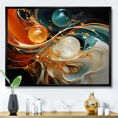 Orange and gold planet waves I - Abstract Painting Canvas Prints