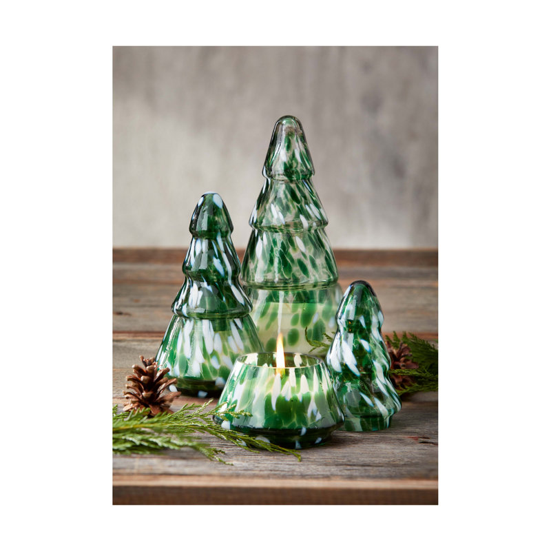 Dion Winter Bonfire Tree Candle Large - green multi, 9" H x 4.5" W x 4.5" D
