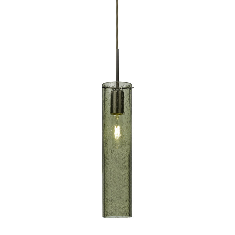 Luminaire suspendu cylindrique à 1 lumière Cattalina, H 16 po x l 3,5 po x P 3,5 po, Mousse, Bronze brossé