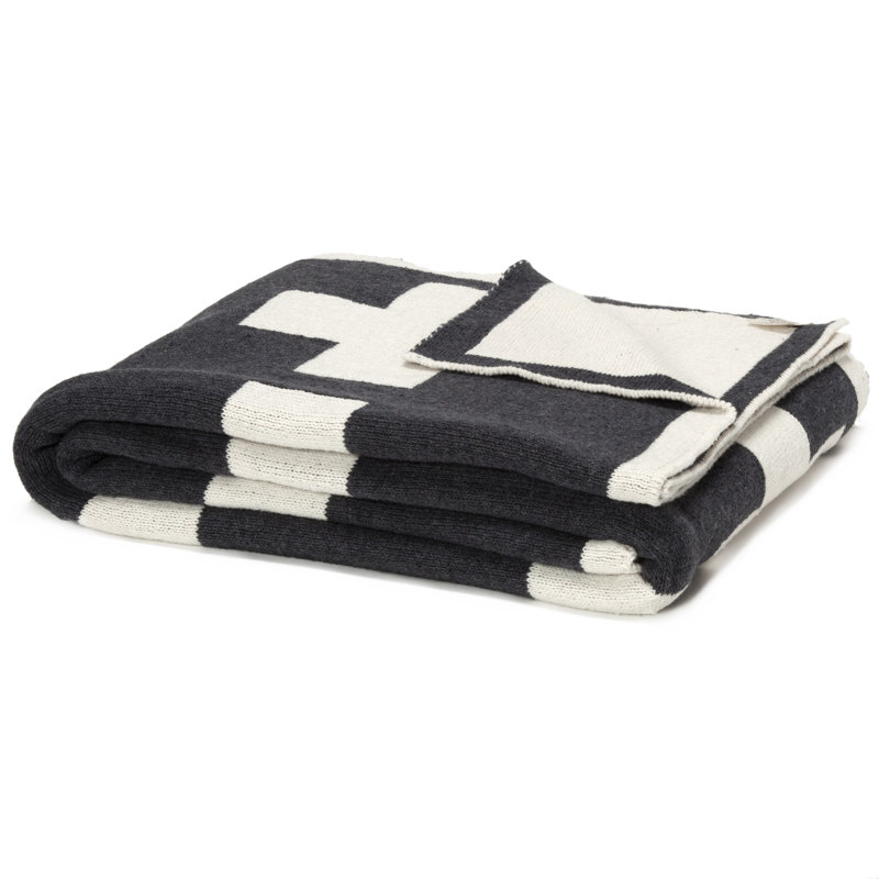 Swiss Knitted Throw Blanket, Smoke