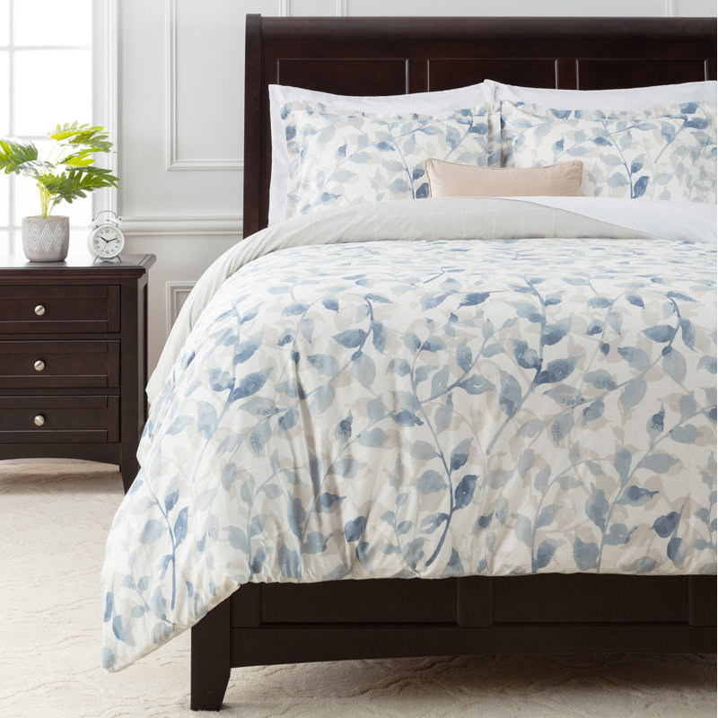 Ensemble de housse de couette réversible Chanasya, Bleu taupe, Housse de couette grand et 2 taies d'oreiller