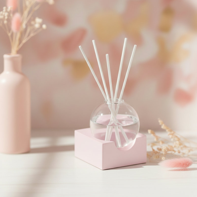 Diffuseur de roseaux sur boule rose - Lily Of The Valley - Boîte-cadeau, Rose/Blanc