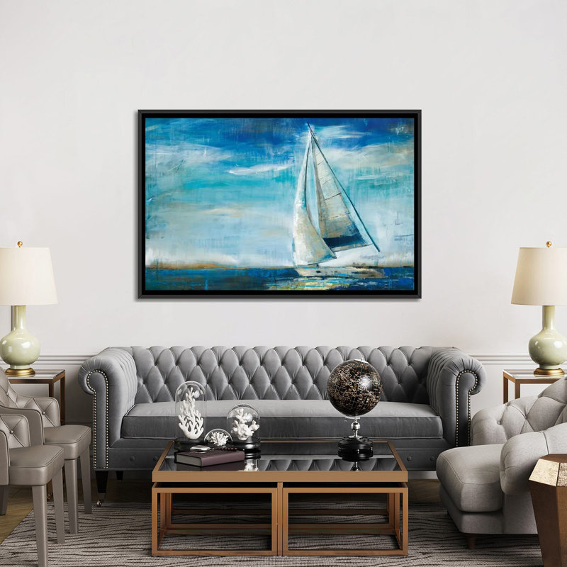 « voile away », impression sur toile, H 18 po x l 26 po x P 1,5 po, Toile avec cadre noir, Pas de tapis