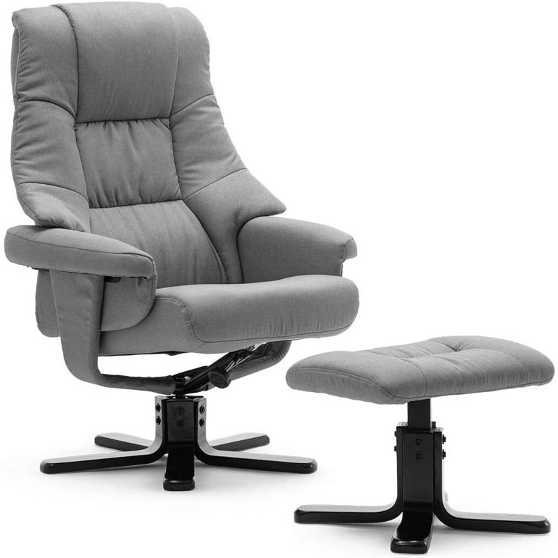 Gentilis 77cm Wide Swivel Ergonomic Recliner, Grey, Black