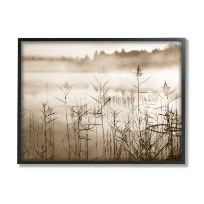 «Bb-135», sépia brumeux, vue sur le lac, encadré sur bois, par Irene Weisz
