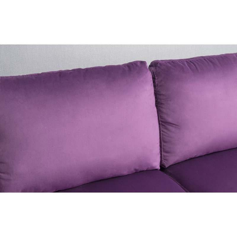 Canapé à accoudoirs carrés Seaddon, Velours ivoire, H 35 po x l 70 po x P 32 po