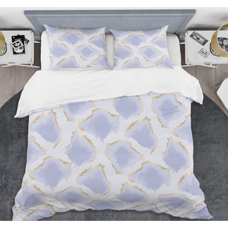  Ensemble de housse de couette à motif abstrait Mid-Century, Housse simple et 1 taie décorative