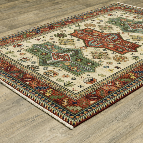 Bungalow Rose Red/Green Rug | Wayfair