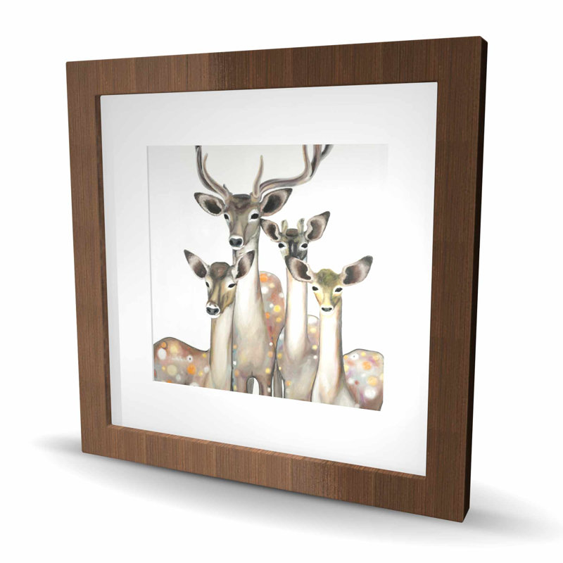 «Group of Abstract Deers», reproduction d'art encadrée pour enfants