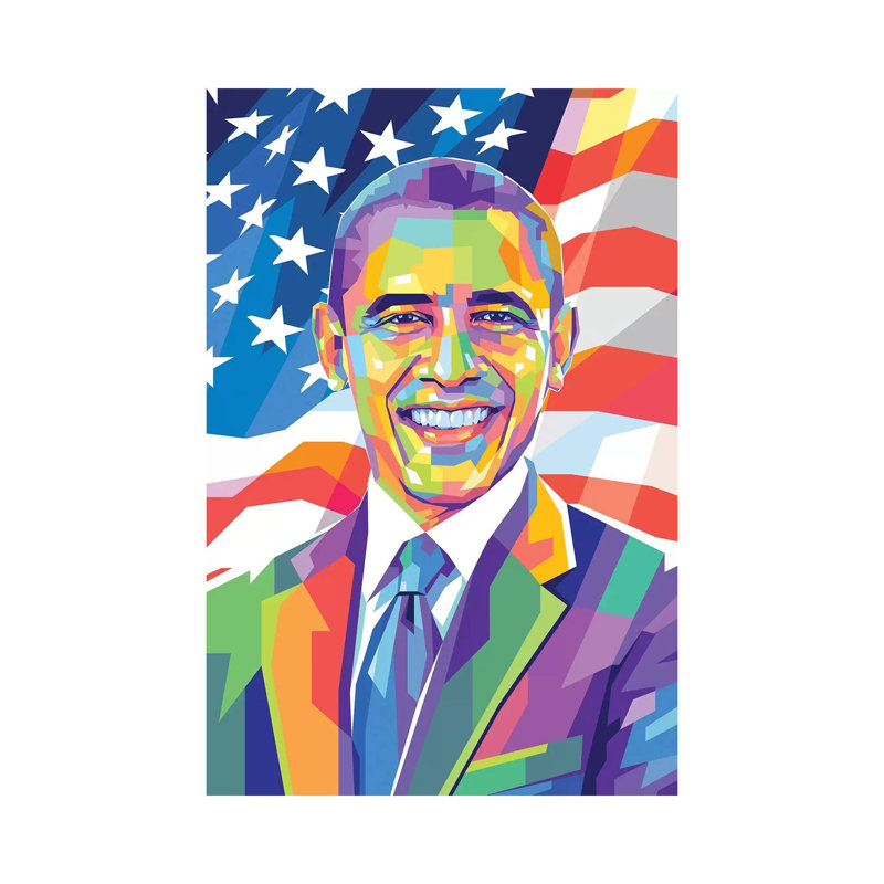 " Barack Obama " by Dayat Banggai, No Mat, Wrapped Canvas, 12" H x 8" W x 0.75" D
