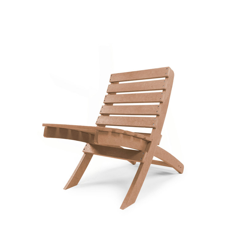Chaise de patio pliante en PEHD toutes saisons Grandcourt, Teck