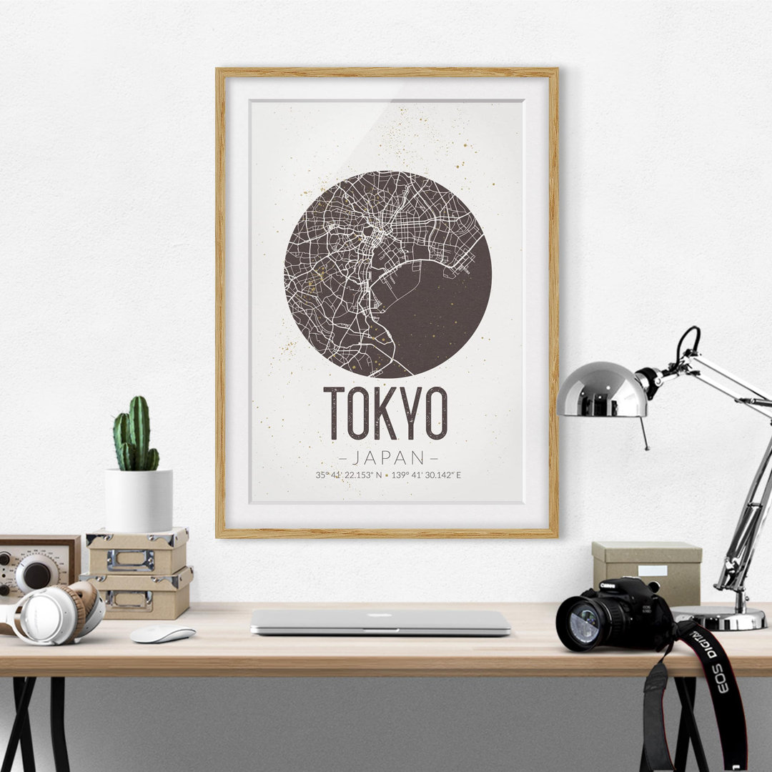 Gerahmtes Poster Tokyo Map