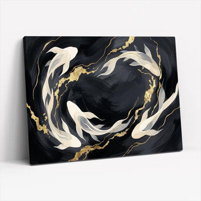 «Gallery Wrap», art mural sur toile pour le salon, la chambre à coucher, le bureau ou le vestibule - décoration murale décorative avec poisson Koi