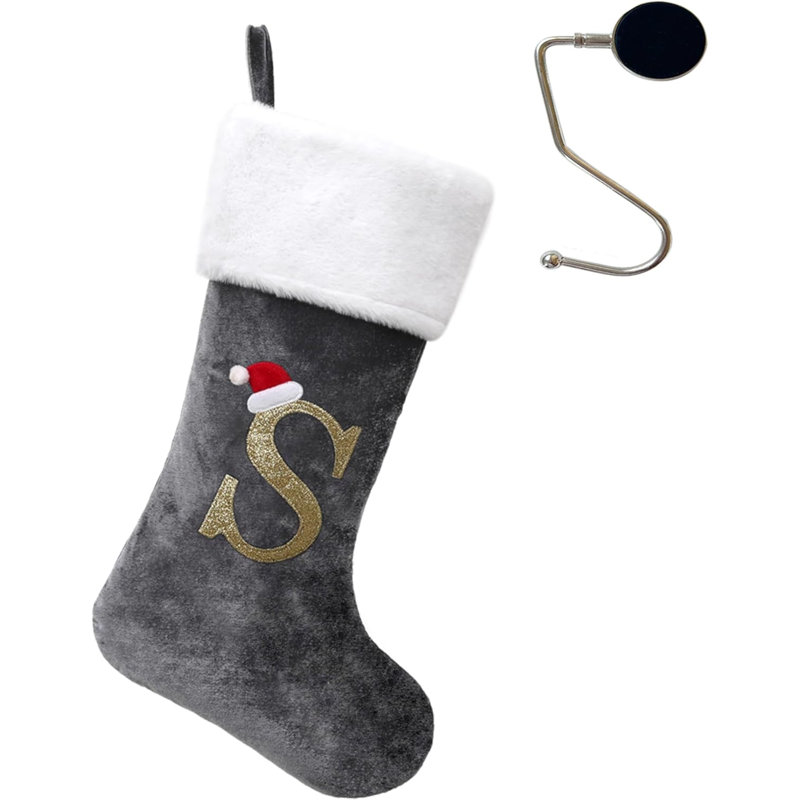 Bas de Noël monogrammés de 20 pouces avec lettres, bas de Noël super doux, bas de grand monogramme, bas de lettre rouge pour les Fêtes de Noël, cadeau de Noël…