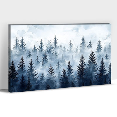 Hiver, paysage de forêt, art mural sur toile, arbre enneigé, image de paysage brumeux, impressions sur toile de nature moderne pour le salon, la chambre, le bureau de Noël, décoration murale, 12 po x 16 po