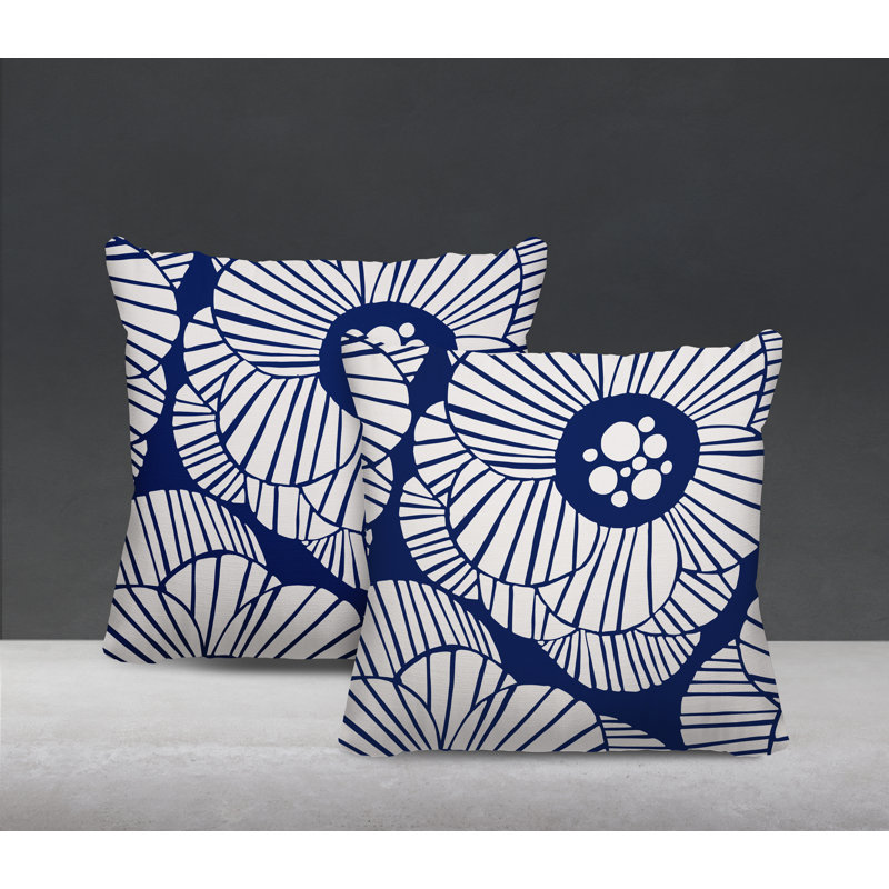 Housse et insert de coussin décoratif intérieur / extérieur en mélange de polyester, L 17 po x H 17 po, Bleu marine