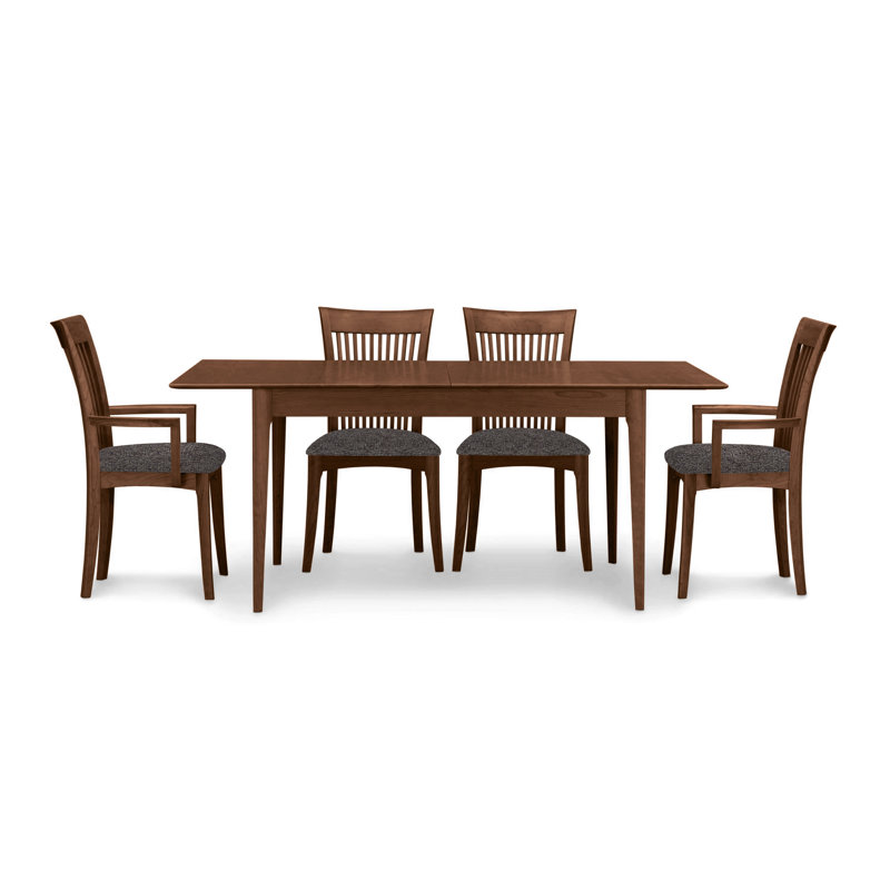 Sarah 4 - Person Solid Wood Top Four Leg Dining Set, Saddle Cherry, 30" H x 40" W x 40" D, Slate (M10245) Fabric